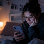 Teenage girl looking at her phone